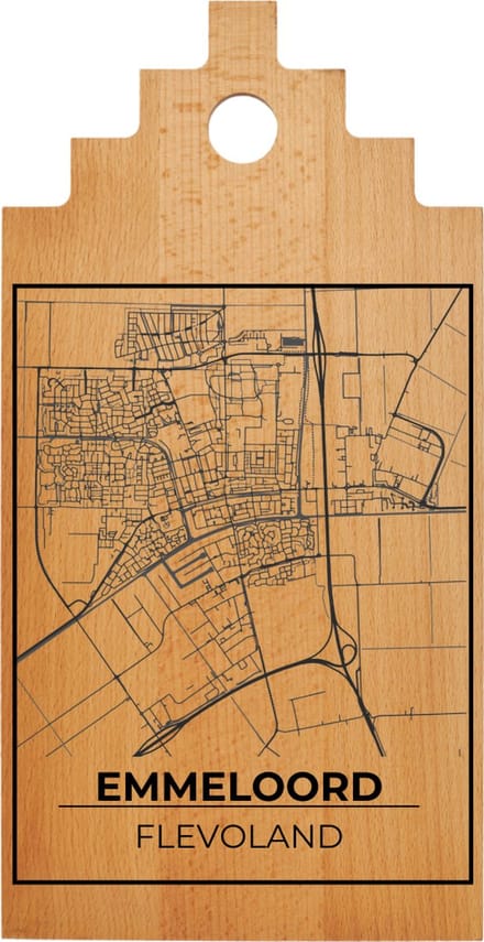 JM Woods - Borrelplank - Serveerplank - Hapjesplank - Kaasplank - Plattegrond - EMMELOORD - Gepersonaliseerd - Cadeau tip!