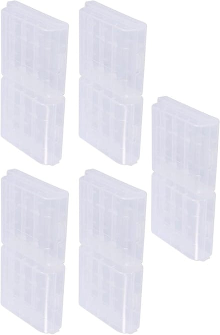 Batterijhouder Transparant - Batterij Organizer - Batterijen Opslaan - Anti-Slip Groeven - 10 Stuks - Wit