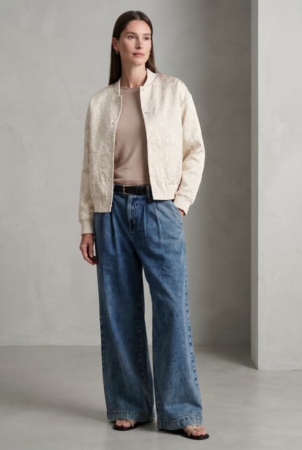 Maki jacquard bomber | Beige - Beige / S