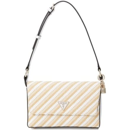 GUESS Schoudertas Simona Flap Shoulder Bag Natural / White Veelkleurig