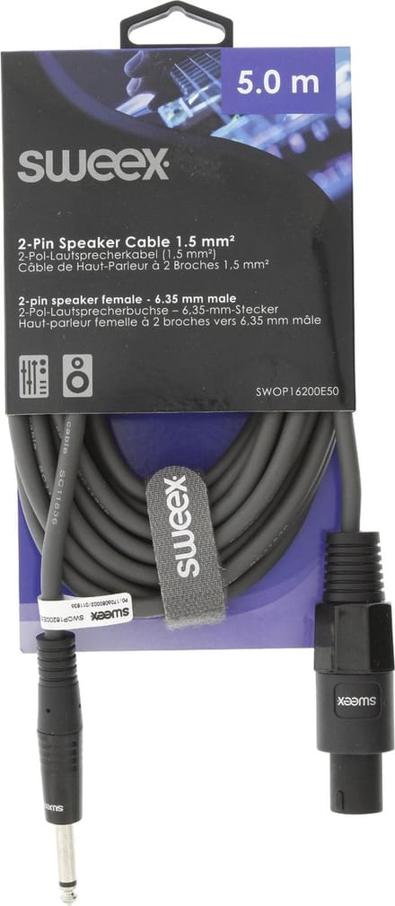 Sweex NL2 - 6,35mm Jack mono kabel - 2x 1,5mm - 5 meter