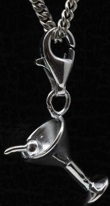Zilveren Coctail glas hanger én bedel