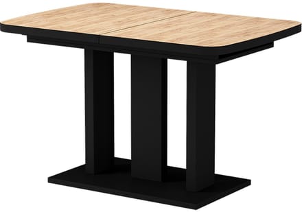 Vicco Eettafel Fenaro, Goudkleurig Eiken/Zwart, 120-160 x 80 cm 2 delen