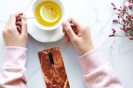OnePlus 7 Pro TPU Siliconen Hoesje Marmer Bruin