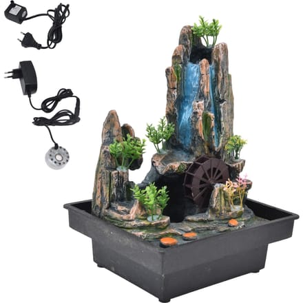 Fontaine de bureau en résine, cascade d'intérieur, décoration de bureau, rocaille avec atomiseur pour la maison gray