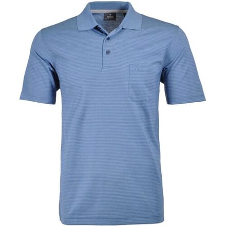 Ragman Polo Softknit Fine Stripe Easy Care Midden Blauw / male