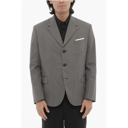 Zijsplitten, revers met klep, 2-knoops blazer in grijs