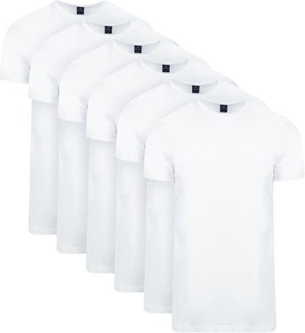 Suitable Ota T-Shirt Ronde Hals Wit 6-Pack - Maat M - Heren - Basic T-shirt - Ondershirt