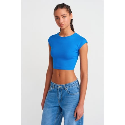 Slim Fit Crop Jersey Blouse