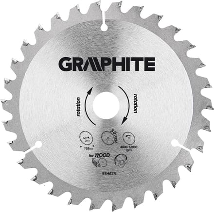 Graphite Cirkelzaagblad Voor Hout 165x20x30