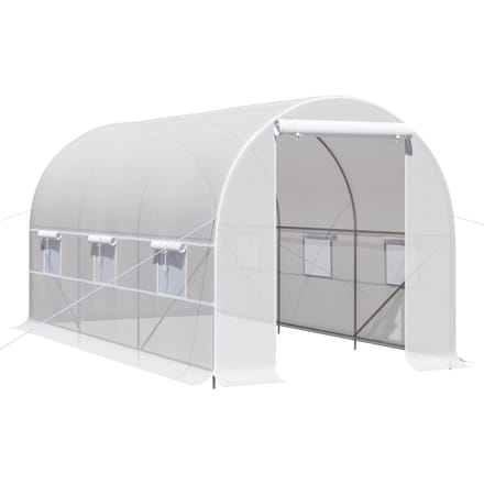 Outsunny Tunnelkas - PE, metaal - 400x200x200cm - Wit