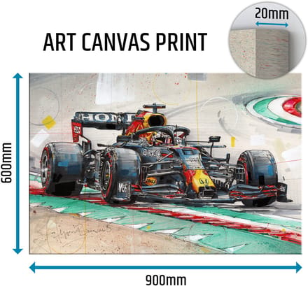 Verstappen race auto canvas schilderij 90x60 cm