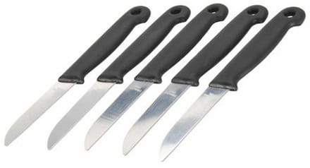 Excellent Houseware Schilmessen - 5x - zwart - keukenmesjes - RVS - 16 cm