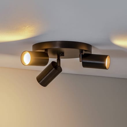 Argon Sado plafondspot, 3-lamps, antraciet, staal, verstelbaar