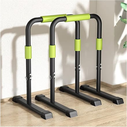 Dip Bars - Parallel Bars - Kracht Training - In Hoogte Verstelbaar - 250 Kg Capaciteit - Zwart Groen