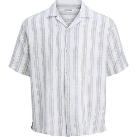 Liam resort shirt relaxed fit korte mouw - popeline - blauw gestreept (celestial blue)