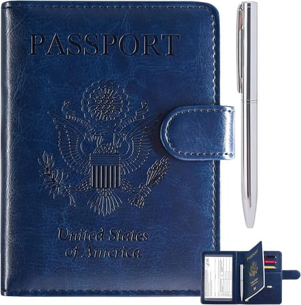 Reis Paspoorthouder - Documenten Portemonnee - Veilig Reizen - RFID Blokkerend - 14.5 x 11.5 cm - Blauw