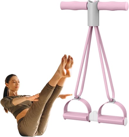 Voetpedaal Trainer - Elastisch Touw - Full Body Workout - Antislip Ontwerp - 46 cm Lengte - Roze