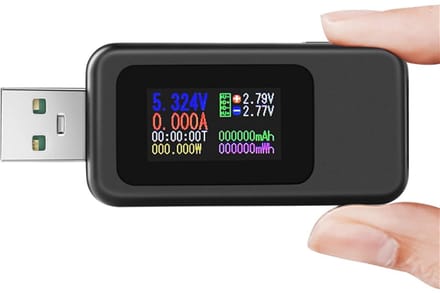 Digitale USB-tester - Spanningsmeter Stroommeter - Laadstatus Monitoren - Kleurendisplay Snel Opladen - 4-30V 6.5A - Zwart