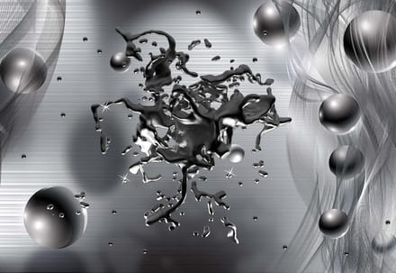 Fotobehang Abstract Modern Grey Silver | XXL - 312cm x 219cm | 130g/m2 Vlies