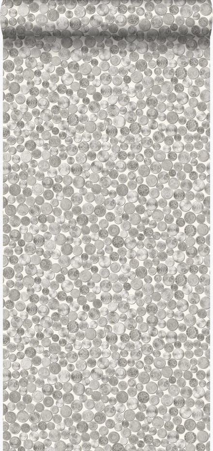 Origin Wallcoverings behang metallic munten ivoor wit en grijs - 53 cm x 10.05 m - 347459