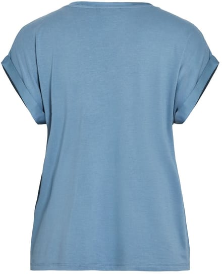 T-Shirt ELLETTE SATIN O-NECK VILA BLUE SHADOW