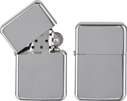 Benzine aansteker TOM® - Classic Lighter - Zilver Chroom - vuursteen
