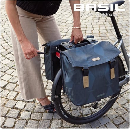Basil Elegance Dubbele Fietstas MIK - 40-49 Liter - Estate blauw