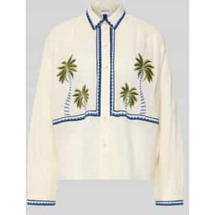 Regular fit overhemdblouse met florale stitching