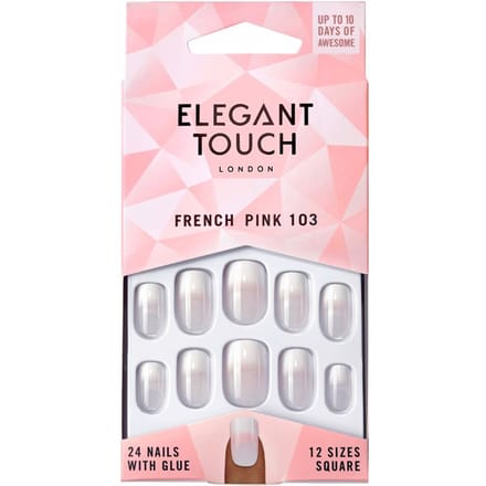 French Pink Nails With Glue Square #103-m