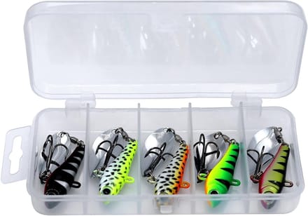Jig Spinner Set voor Vissen - 5 Stuks, UV-actief, 20g voor Snoek, Baars en Forel