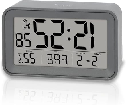 Digitale Wekker - Reiswekker Radio - Tijd Bijhouden - Temperatuur Kalender - Compact Formaat - Mat Grijs