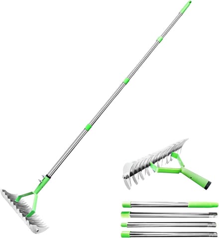Wicker Rake - Lawn Rake - Tuin Onderhoud - Robuuste Metalen Constructie - 30cm Breed - Groen
