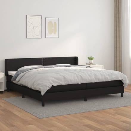 vidaXL - Boxspring - met - matras - kunstleer - zwart - 200x200 - cm
