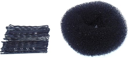 Schuifspelden zwart + Haardonut zwart set
