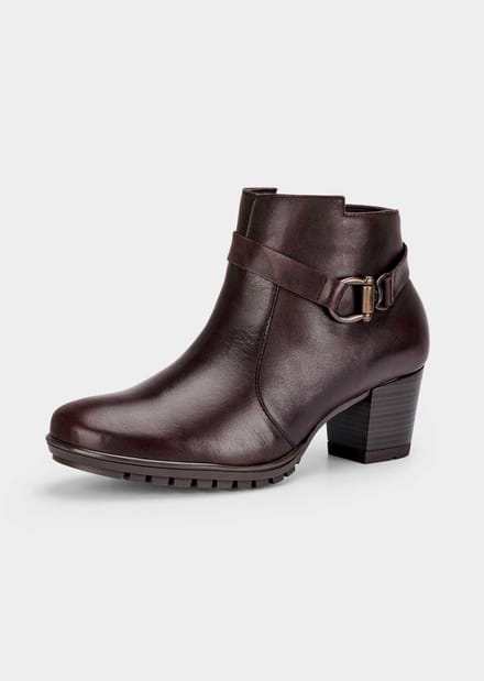 Enkellaarsjes van glad leer met decoratief element - bruin - Gr. 36 van Goldner Fashion