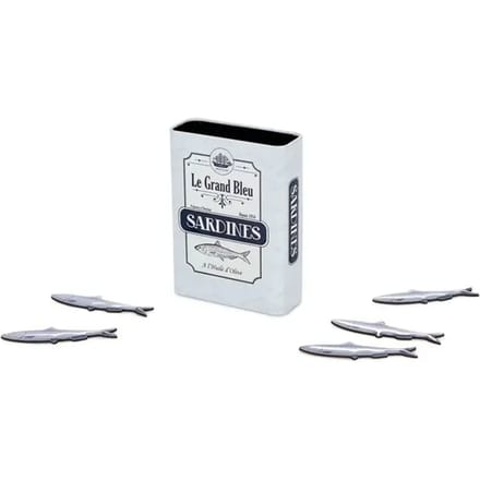 Balvi Penhouder Sardines Magnetisch 9,5 X 3 Cm Tin 6-delig