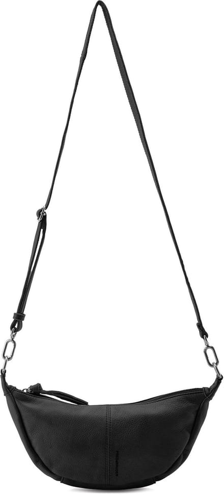 FREDsBRUDER Leren Schoudertas My Old Friend Halfmoon Bag Black Zwart
