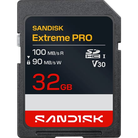 SanDisk SDHC Extreme PRO 32GB (UHS-I, V30, U3, R100 MB/s / W90MB/s, 4K UHD)
