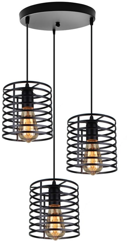 3 Hanglampen Slaapkamer Moderne E27 Kroonluchter Binnen Plafondlamp Zwart