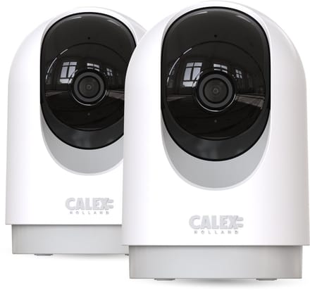 Calex Smart Security Beveiligingscamera - 2K - PTZ Binnencamera met Auto-Tracking - Nachtzicht - Bewegingsdetectie - Cloud & SD-opslag - App-bediening - 2-weg Audio - Duopack