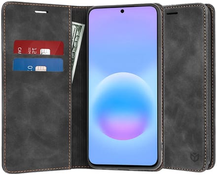 Hoesje geschikt voor Samsung Galaxy A57 - Techsuit Confy Book Wallet Case - Zwart