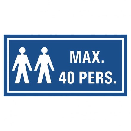 Maximaal 40 personen tekststicker 300 x 150 mm