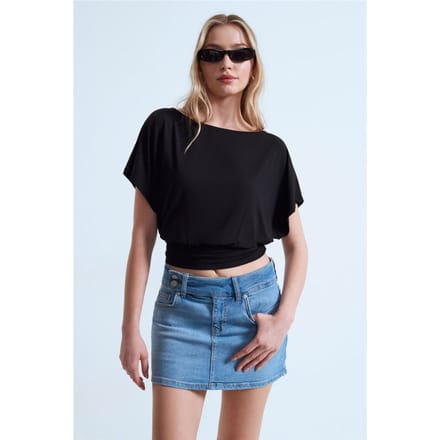 Dames Modal Blend Uitsnijding Crew Neck Blouse