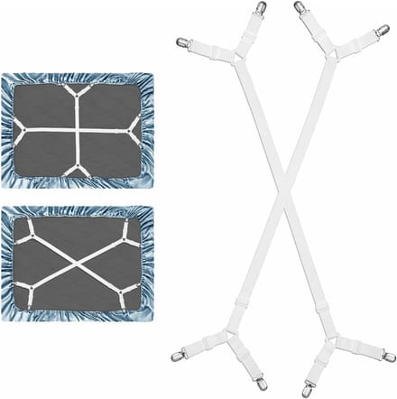 Verstelbare bedlakenspanners met metalen clips, ideaal voor bedden, babybedden en sofa's, 2 stuks