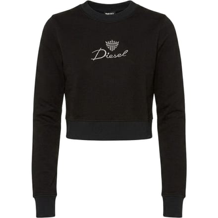 Diesel Dames Geborduurd Logo Slim Crop Sweatshirt (Zwart)