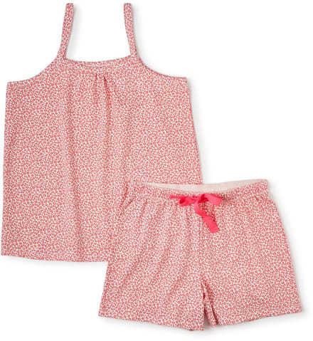 Little Label - korte dames pyjama - luipaard roze - bio katoen - S/36