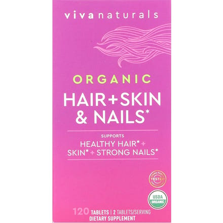 Viva Naturals, Bio Cheveux + Peau & Ongles, 120 Comprimés