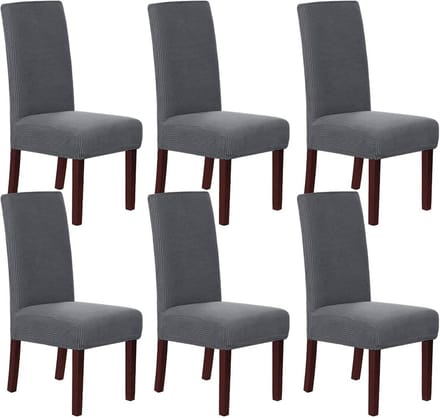 Stoelhoezen Set van 6 voor Eetkamer - Universele Afneembare en Wasbare Stretch Jacquard Covers