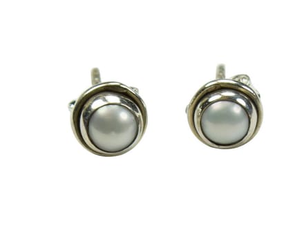 Zilveren knop oorbellen Parel 925 zilver